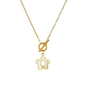 White Shell Flower Necklace Stainless Steel